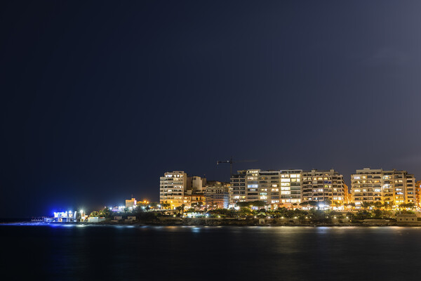 Sliema Town Skyline At Night In Malta Picture Board by Artur Bogacki