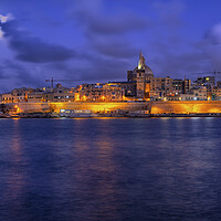 Buy canvas prints of Valletta Night Skyline In Malta by Artur Bogacki