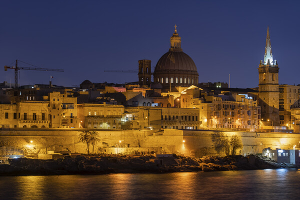 City Skyline of Valletta in Malta at Night Picture Board by Artur Bogacki