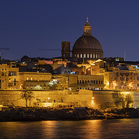 Buy canvas prints of City Skyline of Valletta in Malta at Night by Artur Bogacki
