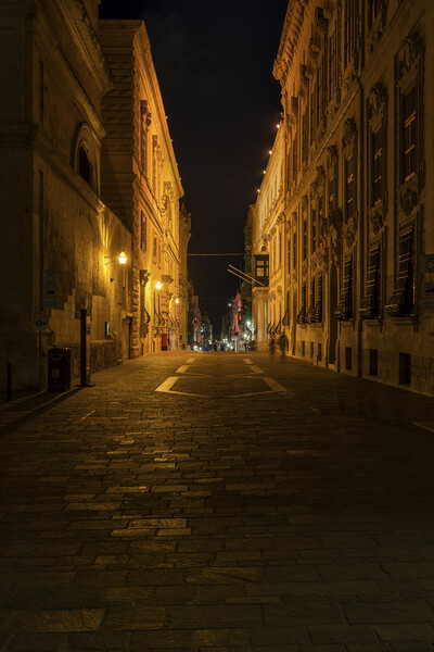 Street in Valletta City by Night in Malta Picture Board by Artur Bogacki