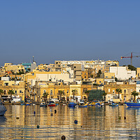 Buy canvas prints of Marsaxlokk Sea Town Skyline In Malta by Artur Bogacki