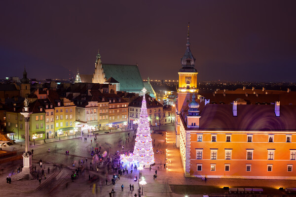 Old Town at Night in Warsaw Picture Board by Artur Bogacki