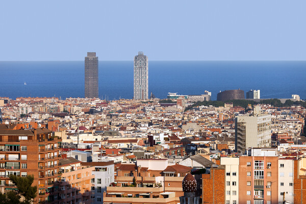 City of Barcelona Cityscape Picture Board by Artur Bogacki