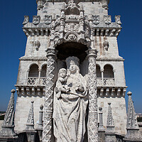 Buy canvas prints of Statue of St. Mary and Child at Belem Tower in Portugal by Artur Bogacki