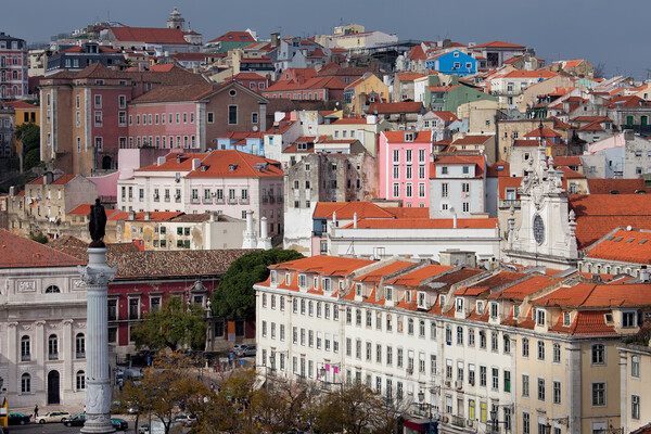Old City of Lisbon Cityscape Picture Board by Artur Bogacki