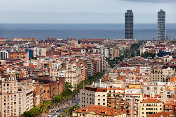 City of Barcelona Cityscape Picture Board by Artur Bogacki