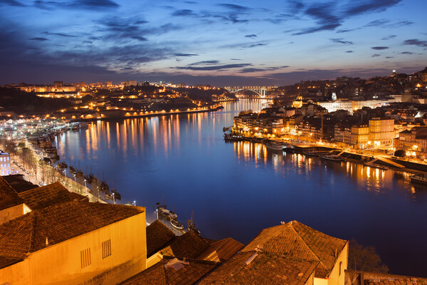 City of Porto at Night in Portugal Picture Board by Artur Bogacki