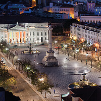 Buy canvas prints of Rossio Square at Night in Portugal by Artur Bogacki