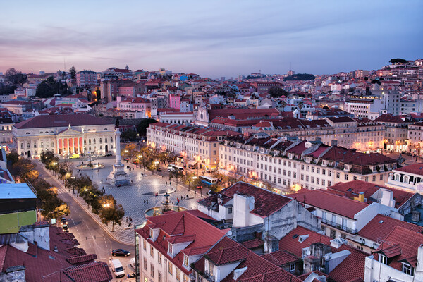 View Over Lisbon City At Dusk In Portugal Picture Board by Artur Bogacki