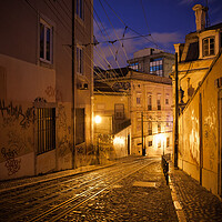 Buy canvas prints of Calcada da Gloria Street at Night in Lisbon by Artur Bogacki