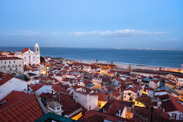 Lisbon Evening Cityscape Picture Board by Artur Bogacki