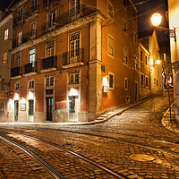 Buy canvas prints of Lisbon Streets at Night in Portugal by Artur Bogacki