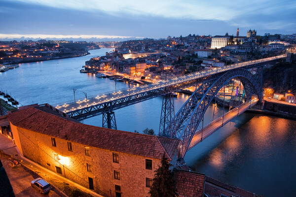 Porto Cityscape in Portugal at Twilight Picture Board by Artur Bogacki