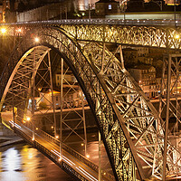 Buy canvas prints of Dom Luis I Bridge In Porto By Night by Artur Bogacki
