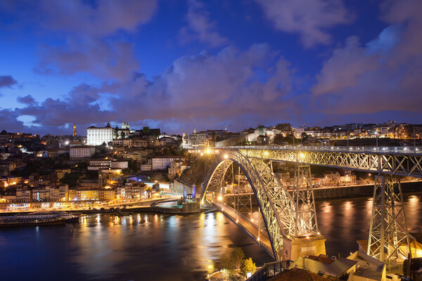City of Porto in Portugal by Night Picture Board by Artur Bogacki