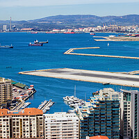 Buy canvas prints of City of Gibraltar Bay and Airport Runway by Artur Bogacki