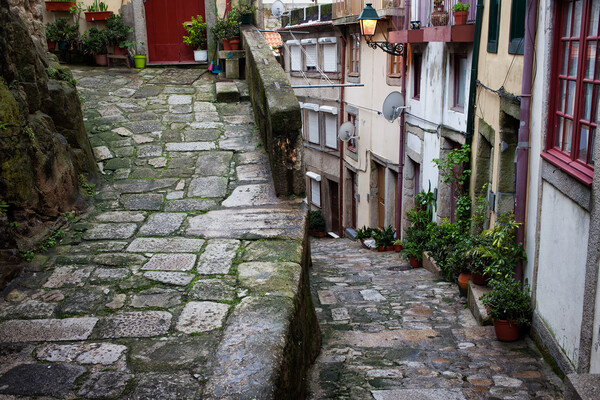 Medieval Alley in Ribeira Old Town of Porto  Picture Board by Artur Bogacki