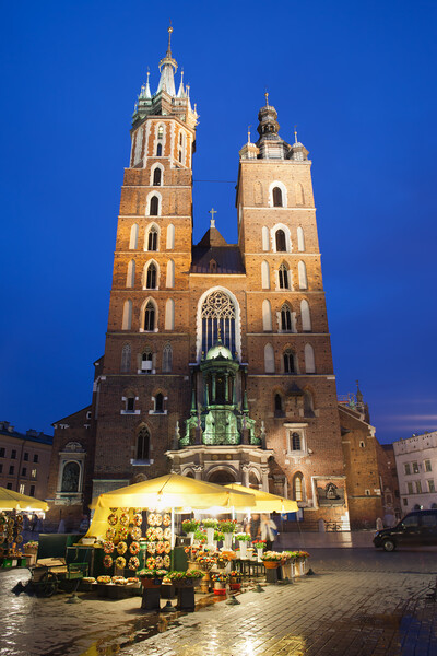 St Mary Basilica by Night in Krakow Picture Board by Artur Bogacki