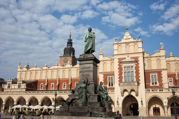 Adam Mickiewicz Monument and Sukiennice in Krakow Picture Board by Artur Bogacki