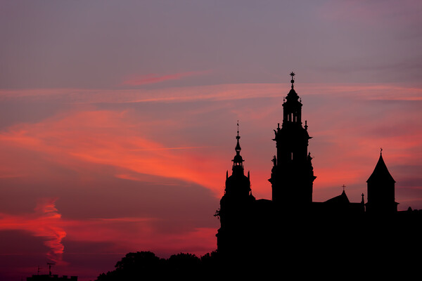Wawel Castle and Cathedral Silhouette in Krakow Picture Board by Artur Bogacki