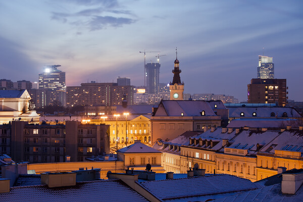 Warsaw Cityscape at Twilight Picture Board by Artur Bogacki