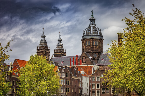 Old Town Skyline of Amsterdam Picture Board by Artur Bogacki