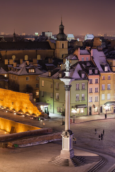 Old Town of Warsaw in Poland by Night Picture Board by Artur Bogacki