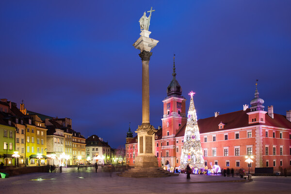 Old Town of Warsaw by Night in Poland Picture Board by Artur Bogacki