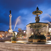 Buy canvas prints of Fountain on Rossio Square in Lisbon by Night by Artur Bogacki