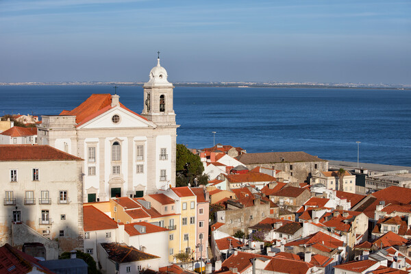 City of Lisbon Alfama Cityscape in Portugal Picture Board by Artur Bogacki