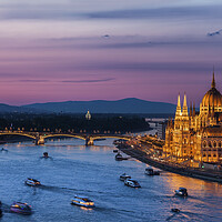 Buy canvas prints of Budapest City Twilight River View by Artur Bogacki