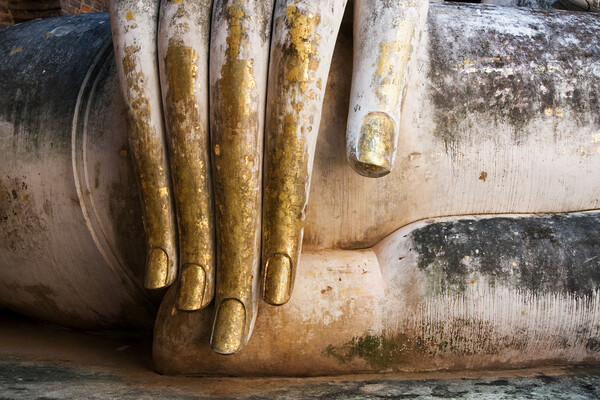 Gold Leaf Covered Buddha Hand Picture Board by Artur Bogacki