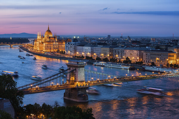 City Of Budapest Evening River View Picture Board by Artur Bogacki