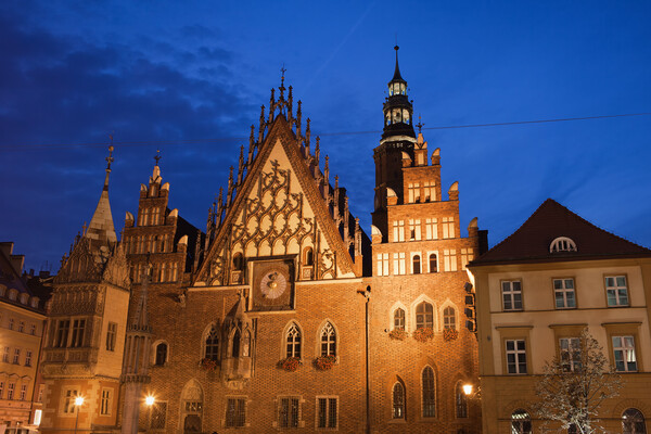 Wroclaw Old Town Hall At Night Picture Board by Artur Bogacki