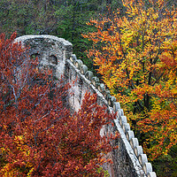 Buy canvas prints of Medieval Castle Wall Battlement In Autumn Forest by Artur Bogacki