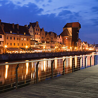 Buy canvas prints of City of Gdansk Old Town Skyline at Night by Artur Bogacki