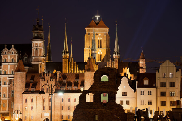 Gdansk Old Town Skyline by Night Picture Board by Artur Bogacki