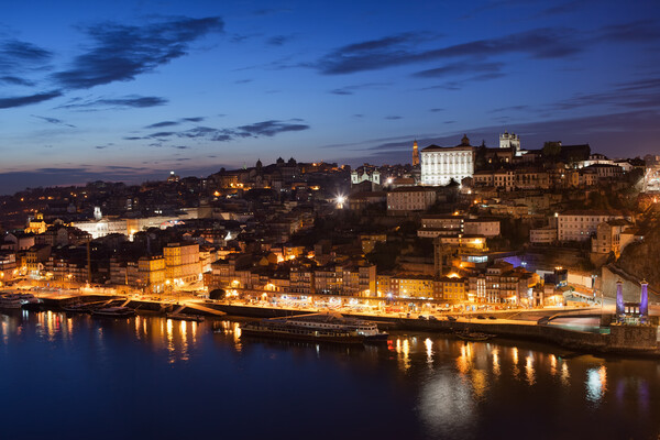City of Porto Night Cityscape in Portugal Picture Board by Artur Bogacki