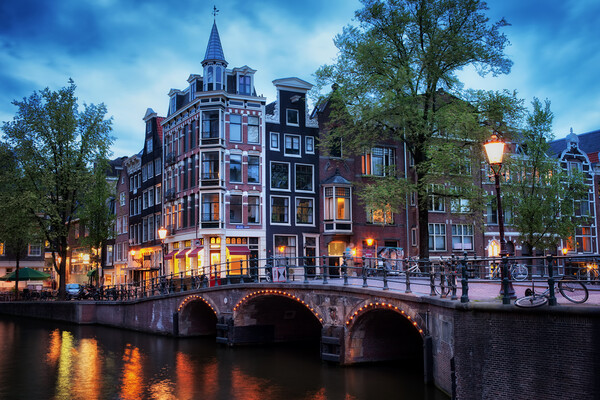 Amsterdam at Twilight Picture Board by Artur Bogacki