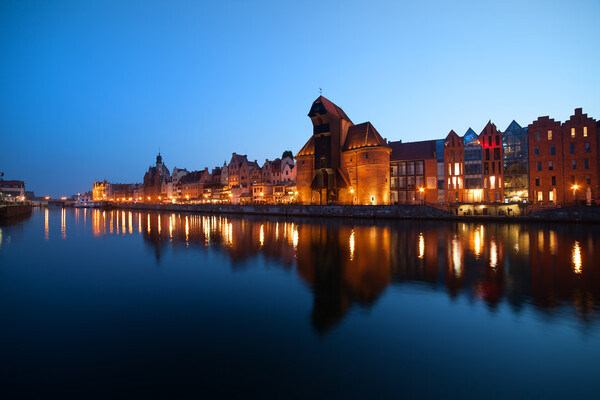 Evening City Skyline of Gdansk Picture Board by Artur Bogacki