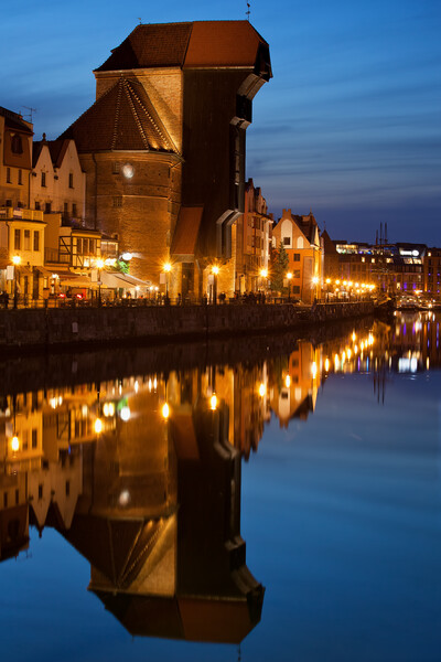 Crane in Gdansk by Night Picture Board by Artur Bogacki