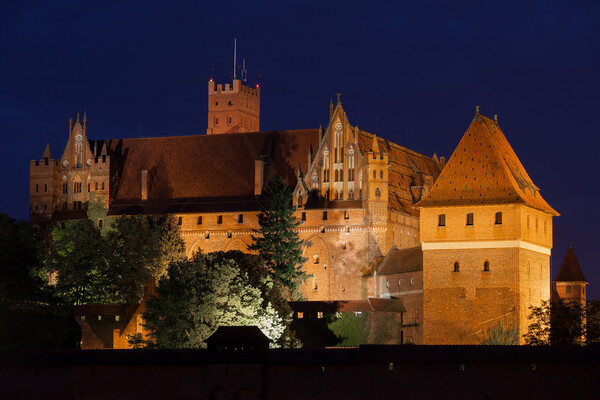 High Castle of the Malbork Castle at Night Picture Board by Artur Bogacki