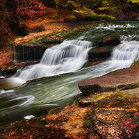 Buy canvas prints of Autumn Stream With Water Cascade by Artur Bogacki
