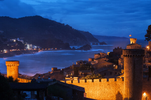 Town of Tossa de Mar by Night on Costa Brava Picture Board by Artur Bogacki