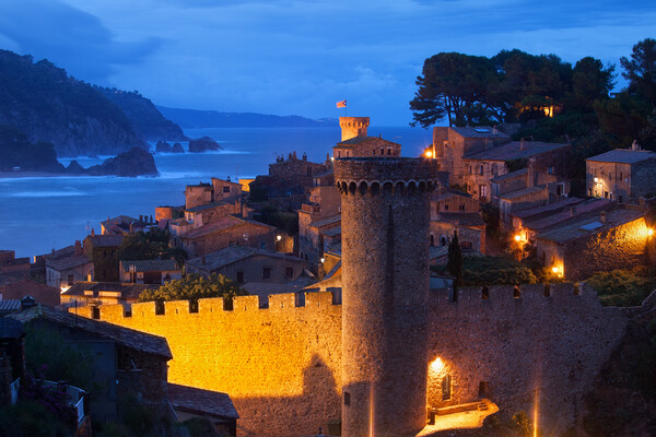 Old Town of Tossa de Mar at Night Picture Board by Artur Bogacki