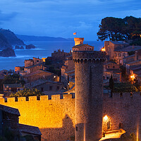 Buy canvas prints of Old Town of Tossa de Mar at Night by Artur Bogacki