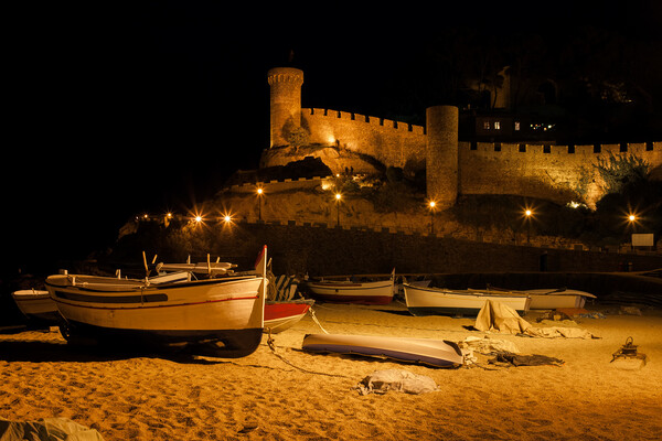 Tossa de Mar Beach and Old Town at Night Picture Board by Artur Bogacki