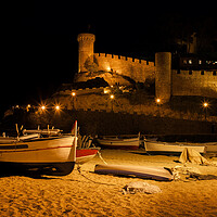 Buy canvas prints of Tossa de Mar Beach and Old Town at Night by Artur Bogacki