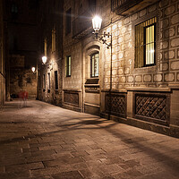 Buy canvas prints of Gothic Quarter of Barcelona at Night by Artur Bogacki